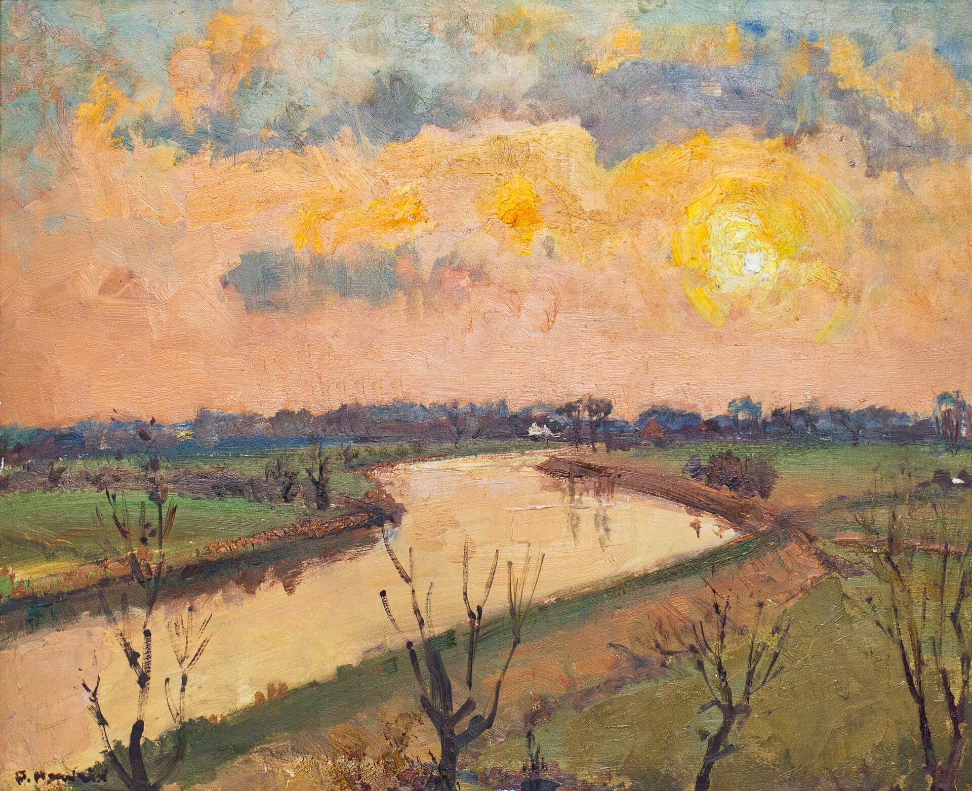 Avondzon boven de Schelde