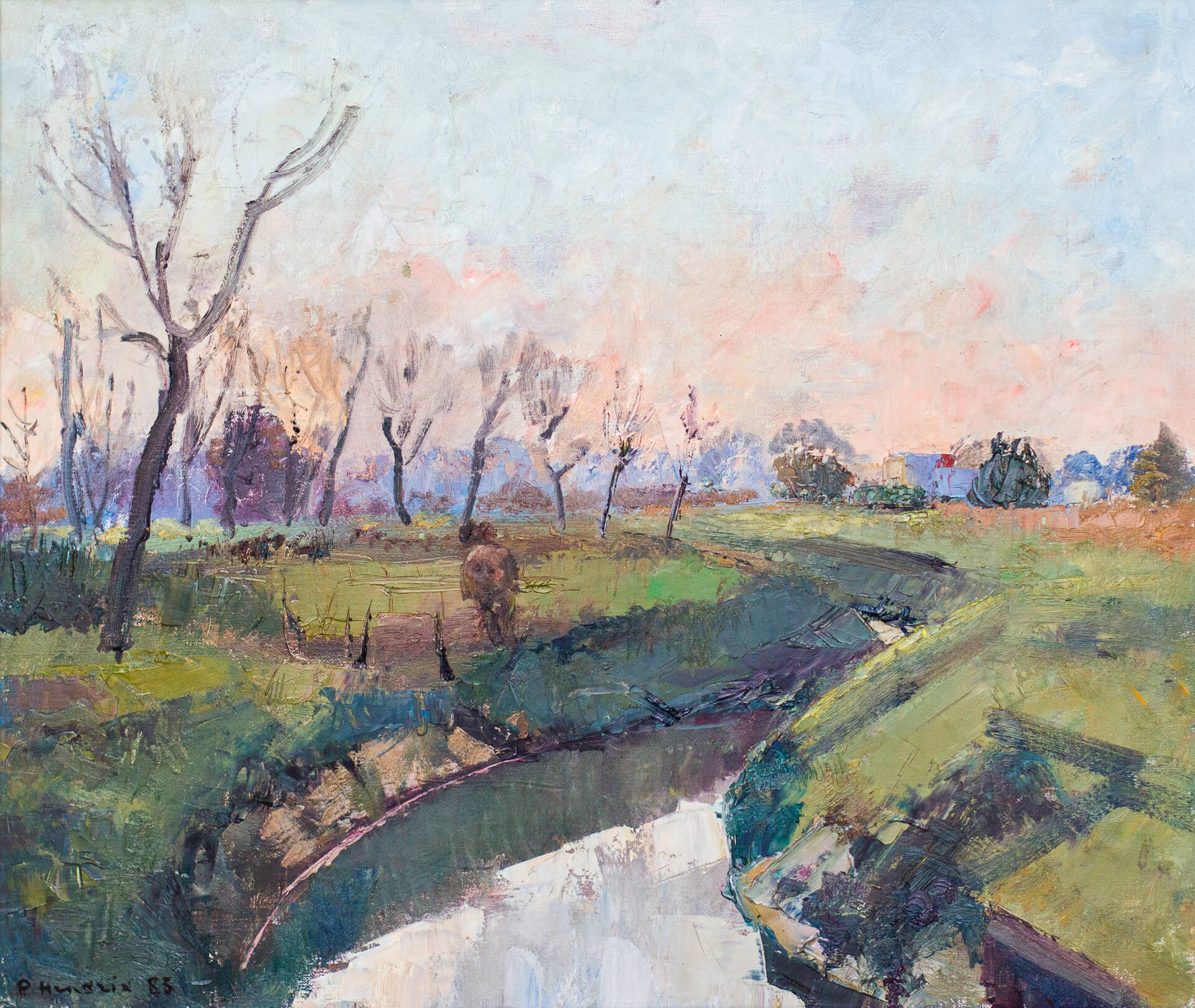 Rivierbocht in de winter